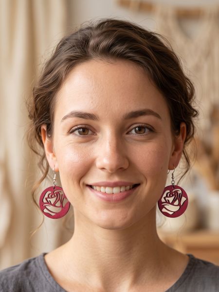 Boucles vernies en forme de rose