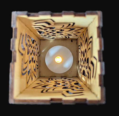 Photophore fleur bois