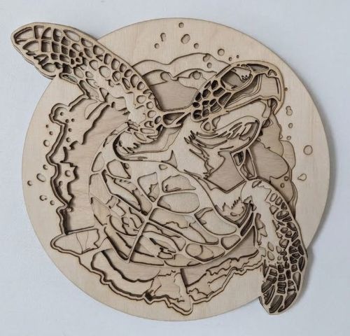 Sculpture tortue marine en relief